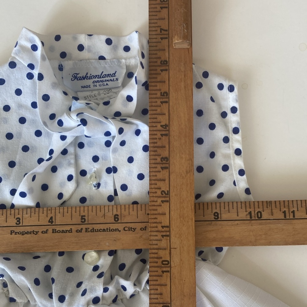 Vintage 80s navy and white nautical dot dress size 2T - Picture 7 of 9